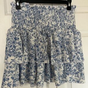 SHEIN Blue and White Floral Mini Skirt